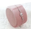 Elegant silver star and moon bracelet with clear zircons on pink velvet display - Moon Style (SL165-Silver White-Moon Bracelet)
