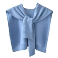Light blue core-spun yarn knitted shawl wrap with elegant front knotted tie design - Sky Blue