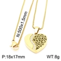 Vergoldete Herz-Halskette mit Kristalleinlage und filigranem Muster - Gold (KN230636-KFC)