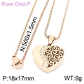 Herzanhänger Halskette in Roségold mit weißen Zirkonia und filigranem Hohlmuster - Roségold (KN230637-KFC)