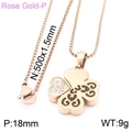 Collana a quadrifoglio in oro rosa con diamanti e design floreale, 500x1,5mm - Oro Rosa (KN230634-KFC)