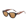 Lunettes de soleil œil de chat, monture noire, branches écaille et verres marrons - Monture Noire Branches Écaille Verre Marron