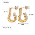 Pendientes en forma de U de acero inoxidable bañados en oro 18K de 31,5x18mm - Estilo Minimalista en Forma de U (YYE023276)