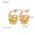 Pendientes de hoja de monstera en acero inoxidable bañados en oro de 18K diseño minimalista - Estilo de Hoja de Monstera Hueca (YYE023277)