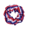Satin scrunchie with American flag red white and blue stripe pattern on white background - Red White Blue Stripes