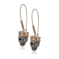 Punk style skull earrings with gold crowns and rhinestones in vintage metallic finish - Two Colors