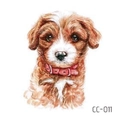 Waterproof temporary tattoo sticker featuring a watercolor brown and white dog design - Brown And White Dog With Red Collar (CC-011)