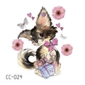 Cute Chihuahua tattoo sticker with pink flowers and butterfly for kids, style CC-024 - Chihuahua And Gifts (CC-024)