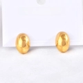 Minimalistische goldene hohle Tropfenohrringe mit poliertem Spiegelglanz für den Alltag - Goldene Ovale Bohne