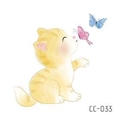 Cartoon temporary tattoo sticker featuring yellow kitten and butterflies model CC-033 - Yellow Cat And Butterflies (CC-033)