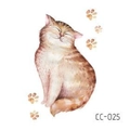 Watercolor orange tabby cat tattoo sticker for kids featuring cute paw prints CC-025 - Smiling Orange Cat (CC-025)