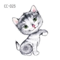 Cute white kitten temporary tattoo sticker with grey stripes and green eyes for kids - White Kitten With Green Eyes (CC-023)