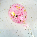 5-inch cake topper balloon with pink and gold sequins and a delicate pink ribbon bow - Round / Pink Sequin