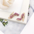 Colgantes de tacón alto en esmalte púrpura con baño de oro y cristales brillantes - 1 Pieza / Morado
