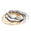 Stackable twisted cable bangles in gold silver rose gold and black finish set of 7 - Wave Style (KB66642-LO) / 9 Pieces Set