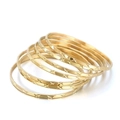 Gold multi-layered round bangle set with elegant diamond-cut geometric texture - Star Carved Gold Set (KB99019-LO)
