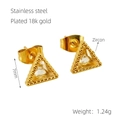 Triangle zircon stud earrings in 18k gold plated stainless steel for women - White Zirconia