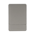 Slim portable square vanity mirror with gray PU leather cover and stitched edge detail - Morandi Gray