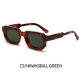 Retro thick-frame square sunglasses in C5 Hawksbill Green with dark green lenses - Tortoise Frame Dark Green Lens