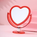 Specchio da trucco a forma di cuore rosso con cornice trasparente e supporto - Rosso