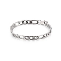 Bracelet chaîne Figaro classique en acier inoxydable argenté avec fermoir mousqueton sûr - Couleur Acier (KB129864-Z)