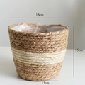 Cesto in alghe marine intrecciate bicolore con fodera interna, 18x15x13cm - Beige Piccolo Conico