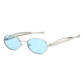 Lunettes de soleil ovales rétro avec monture argentée et verres bleu clair - Monture Argent Verres Bleus