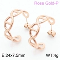 Rose gold pig nose geometric C-shaped stainless steel earrings measuring 24x7.5mm - Pig Nose Semi-Circle Style A (KE105106-KFC)