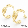 Pendientes en C con diseño de nariz de cerdo en acero inoxidable chapado en oro 18K - Estilo Nariz de Cerdo Dorado (KE109388-KFC)