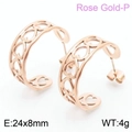 Pendientes de corazón hueco en forma de C de acero inoxidable bañados en oro rosa 18K - Estilo de Corazón Oro Rosa (KE105178-KFC)