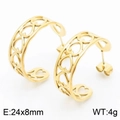 Pendientes de corazón en forma de C de acero inoxidable chapado en oro 18K, 24x8mm y peso de 4g - Estilo de Corazón Dorado (KE105177-KFC)