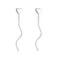 Elegante S925 sterling zilveren hart oorbellen met golflijn kwast en strak ontwerp - 925 zilver / Hart Stijl