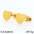 Minimalist gold-finished heart stud earrings in polished stainless steel for women - 8.5x8mm / Gold (KE106236-K)