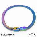 Rainbow flat snake chain bracelet in iridescent stainless steel with lobster clasp - Bracelet (KB170156-KFC) / Rainbow Bracelet
