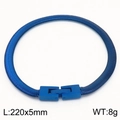 Minimalist blue stainless steel snake chain bracelet with textured metallic finish - Bracelet (KB170158-KFC) / Blue Bracelet