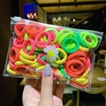 Elastic colorful hair ties for girls in a portable daisy pouch with neon colors - Bright Color Style (3#) / 100pcs Pack