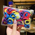 Colorful high-elastic towel hair ties for girls in a clear daisy pattern zipper bag - Dark Colors (100 Pcs)