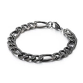 Retro oxidized silver Figaro chain bracelet in stainless steel with lobster clasp - Figaro Chain Style (KB130689-Z)