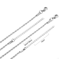 Close-up of 2mm silver twisted rope chain necklace with 45cm length and 5cm extender - Silver (N5205345S)