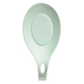 Light green silicone spoon rest with hanging hole from a top-down view for kitchen storage - Spoon Rest