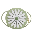 Cute round green crossbody bag for girls featuring a white daisy flower applique - Green