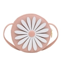 Pink daisy floral crossbody bag for girls with white flower applique and zipper closure - Pink