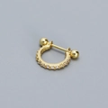 925 silver gold-plated D-shape cartilage earring with sparkling zircon stones - 925 Silver / Gold