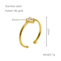 Gehamerde 18k vergulde roestvrijstalen open ring met marquise-zirkonia steen - Wit