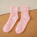 Pink coral fleece thermal socks with anti-slip silicone grippers for indoor comfort - One Size / Hot Pink