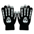 Gants squelette Halloween en tricot noir et blanc avec fonction écran tactile - Adulte Doigt Complet-Crâne