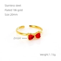 Verstellbarer 18k vergoldeter Edelstahlring mit roter Zirkon-Herz-Schleife - Roter Zirkonia
