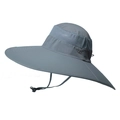 Grey waterproof sun hat with large brim and breathable mesh for outdoor hiking - Dark Gray
