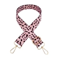 Pink leopard print wide shoulder strap with gold metal swivel hooks and adjustable buckle - Gold Buckle / Pattern No. 162
