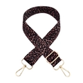 Detail of adjustable leopard print bag strap with golden rotating metal hooks - Gold Buckle / Pattern No. 164